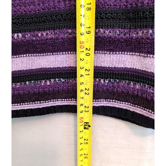 Valerie Stevens Size XL Purple Striped Cotton Blend Long Sleeve Sweater Retro - Picture 6 of 12